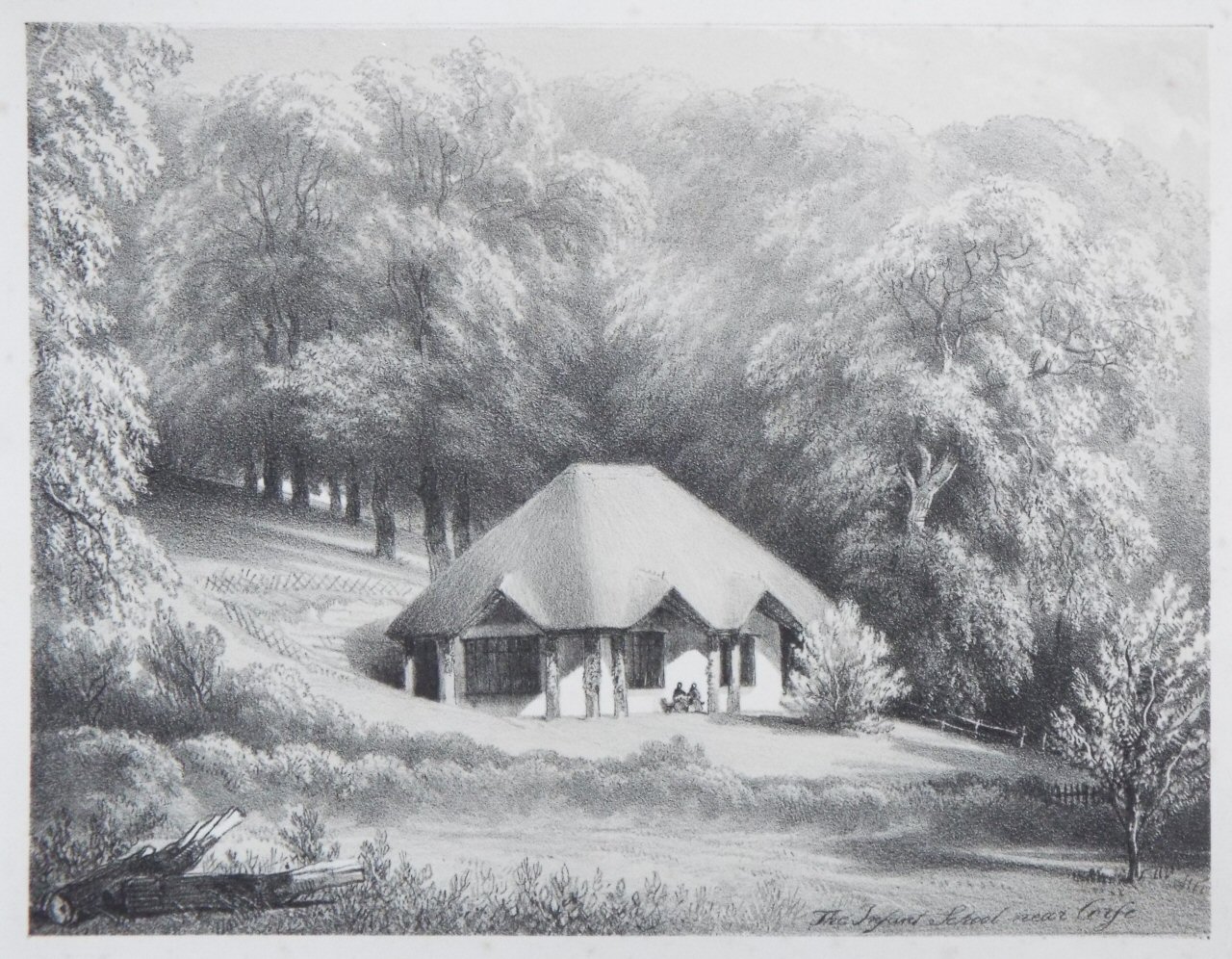 Lithograph - The Infant School near Corfe